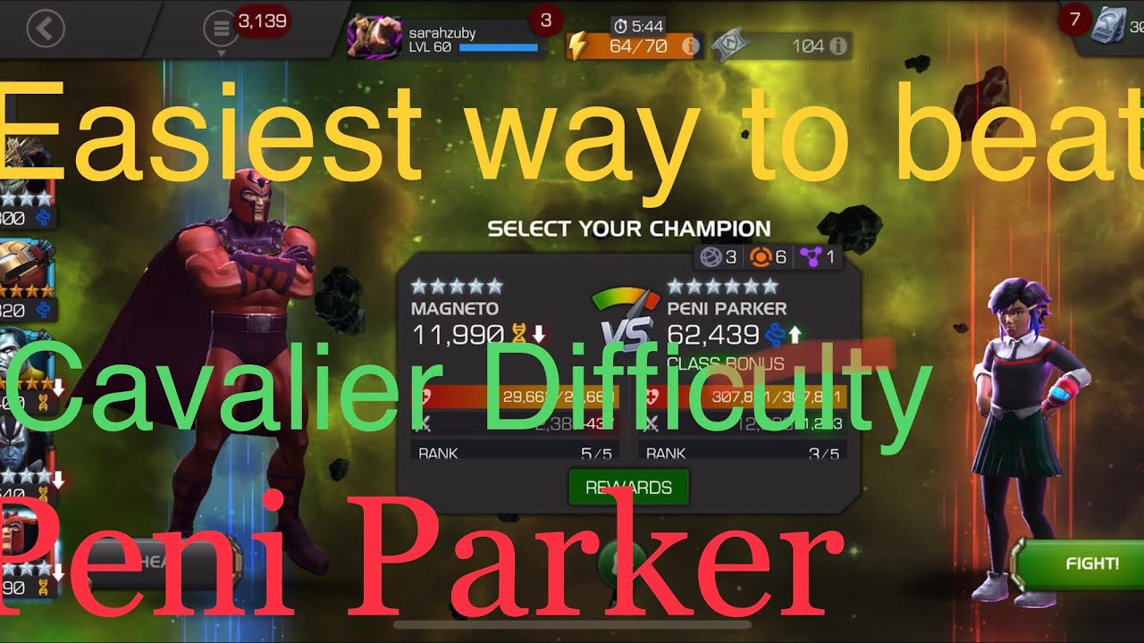 MCOC How to easily beat Peni Parker (Cavalier Difficulty) YouTube