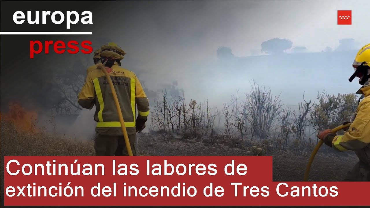 Continúan las labores de extinción del incendio de Tres Cantos