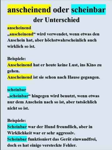 anscheinend oder scheinbar? #b2  #c1 #c2  #deutsch #german  #grammatik #anscheinend #scheinbar