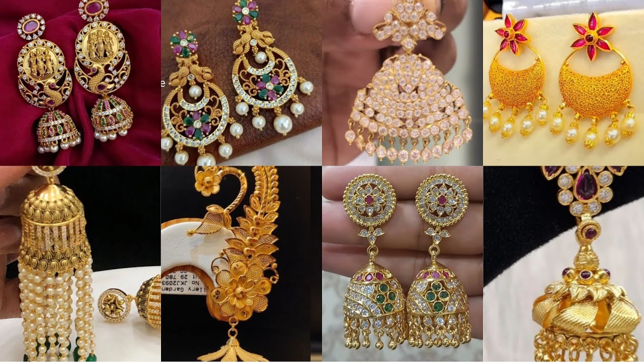 New fashion gold earrings designs//gold earrings collection//jumaka