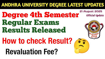 AU Degree 4th Semester Regular Exam Results Update 2025 Degree Exam Results Latest Update August2025