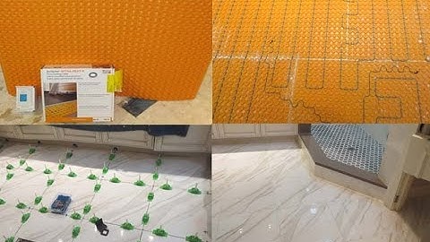 Complete tile Shower install Part  7 Installing Ditra Heat electric floor warming