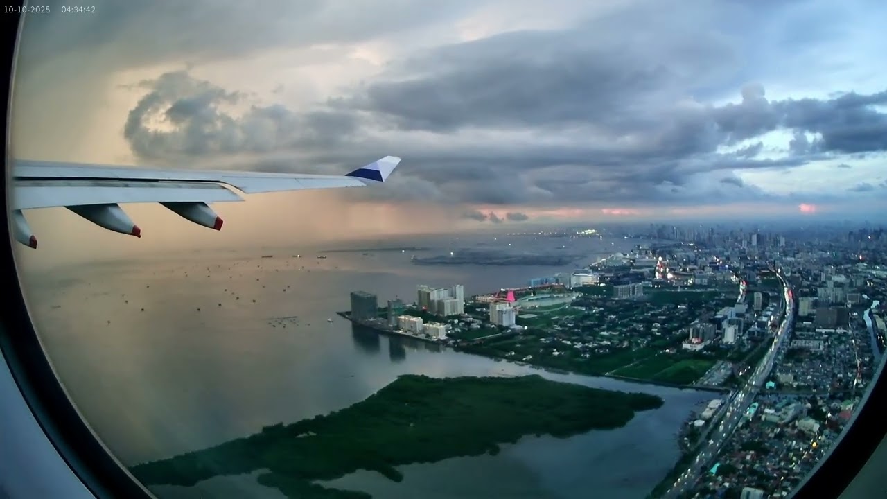 THUNDERSTORM Takeoff! Manila Airport Departure during Thunder and Lightning Storm Window Seat POV