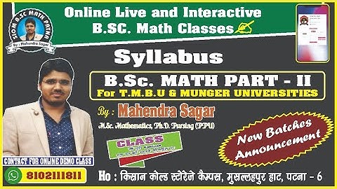 || B.Sc Maths ( Hons ) ||  Part-2  Syllabus  || Syllabus TMBU & MUNGER || By:- Mahendra Sagar