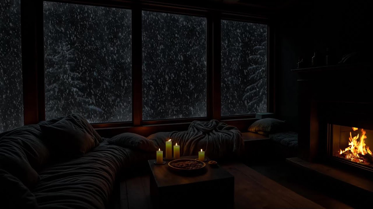 Drift into Deep Sleep in a COZY WINTER Cottage | Snowfall & Warm Fireplace Ambience for Sleep