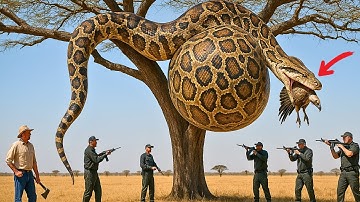 Brave heroes save poor vulture from the mouth of deadly giant mutant python