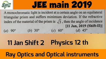 A monochromatic light is incident at a certain angle on an equilateral triangular prism and suffers