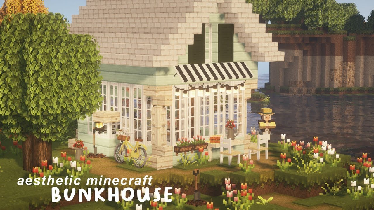 Aesthetic Minecraft Bunkhouse relaxing speed build YouTube