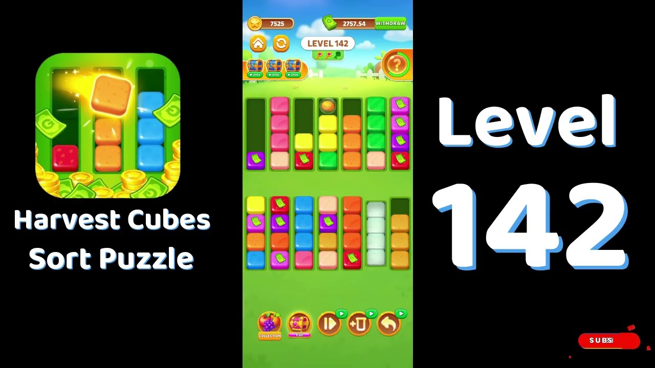 Harvest Cubes Level 142 Walkthrough | Sort Puzzle | Solutionguruji