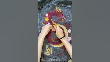 How to needle felt on a jean jacket tutorial. Let me know if you have questions! #felting #dragon