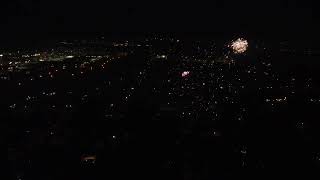 July 4 2024 Lincoln, NE— 4K Drone footage of silent fireworks with beautiful sunset