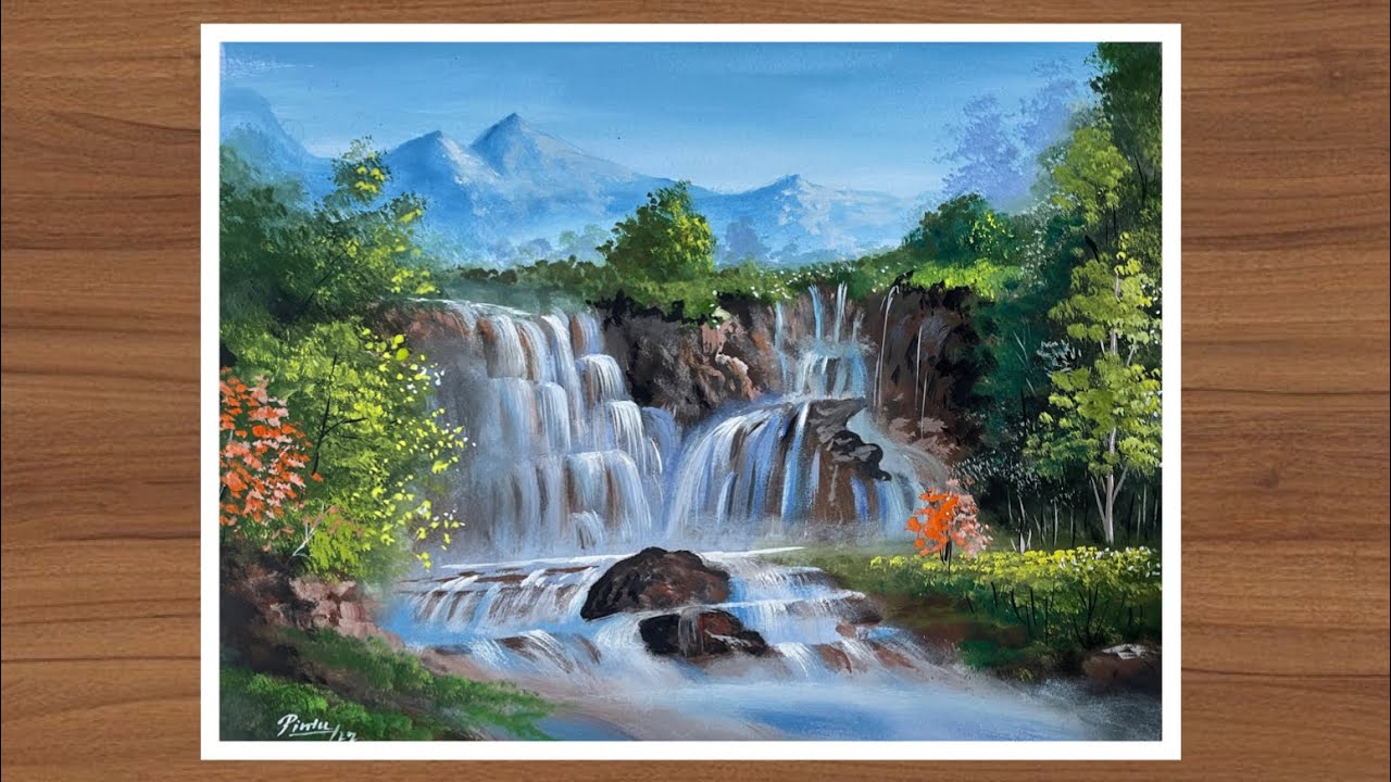 Waterfall Painting With Poster Colour Timelapse Demonstration YouTube Maxresdefault
