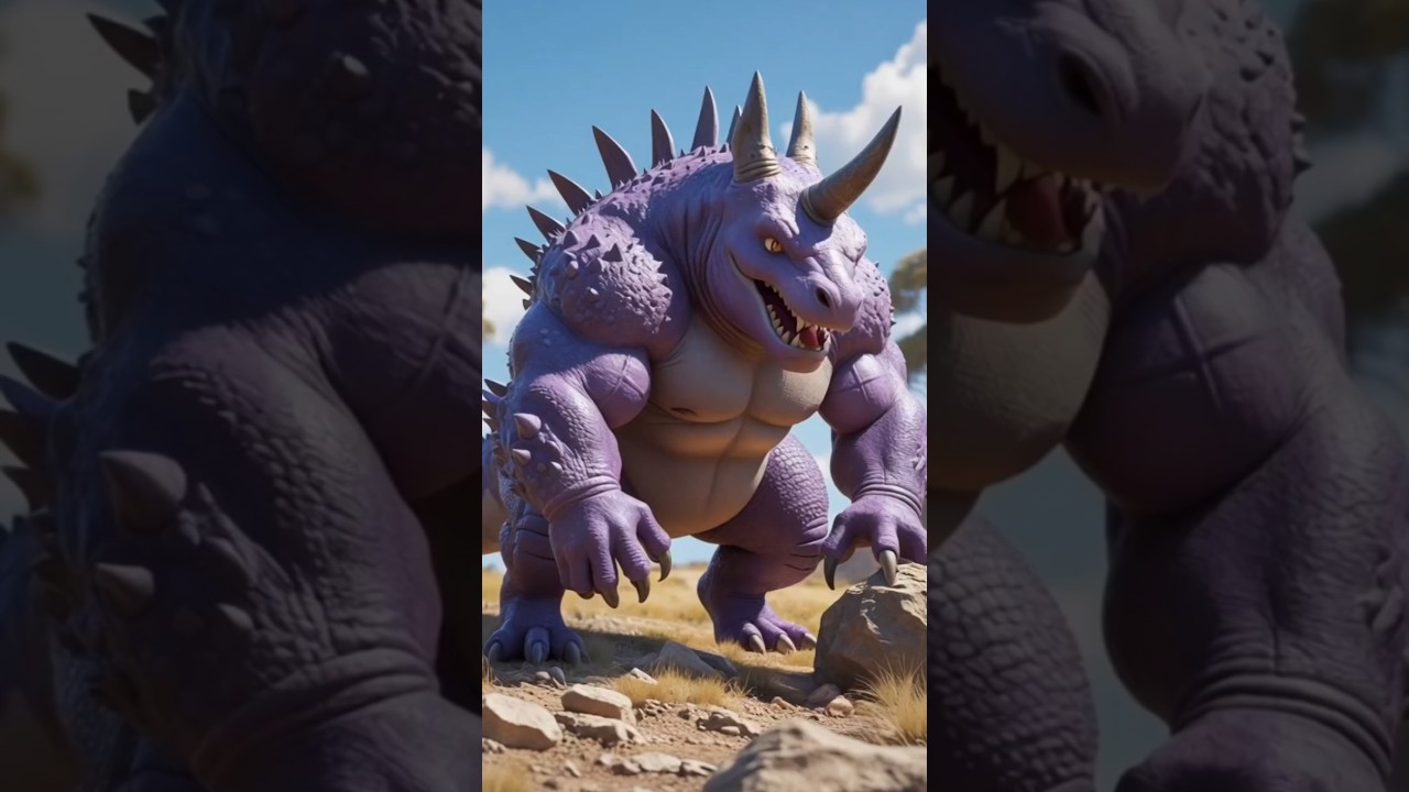 Realistic Nidoking-Inspired Creature: 3D Animation in Its Habitat 