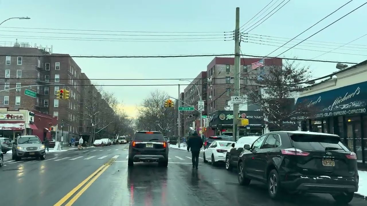 New York - Driving tour in Brooklyn (Snowy Day)
