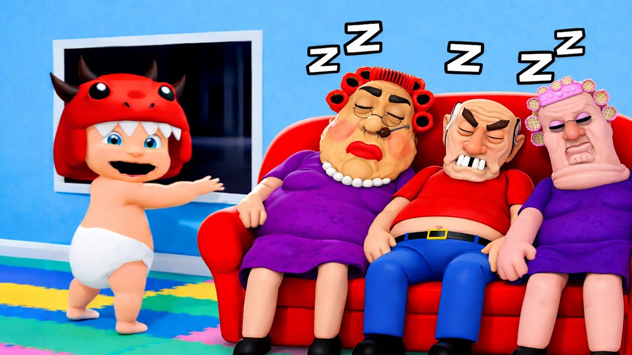 Baby Dino Escapes EVIL GRANDPARENTS FAMILY!