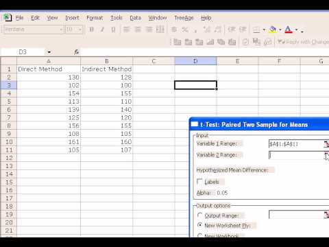 Dependent Sample t- Test in Excel - YouTube