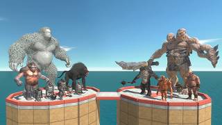 Bigfoot Squad vs Monster Ogres in Circle Arena - Animal Revolt Battle Simulator