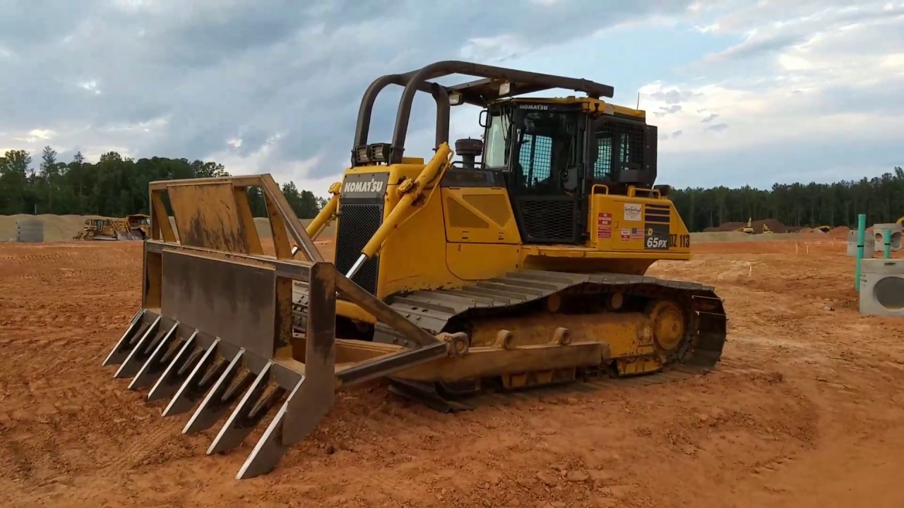 Komatsu D65PX Dozer with Root Rake YouTube