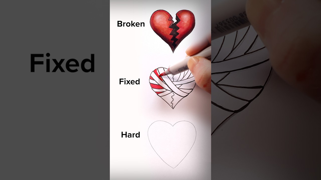 Draw Broken Heart! #art #drawing #shorts #heart #brokenheart  #howtodraw #easydrawing #pencildrawing