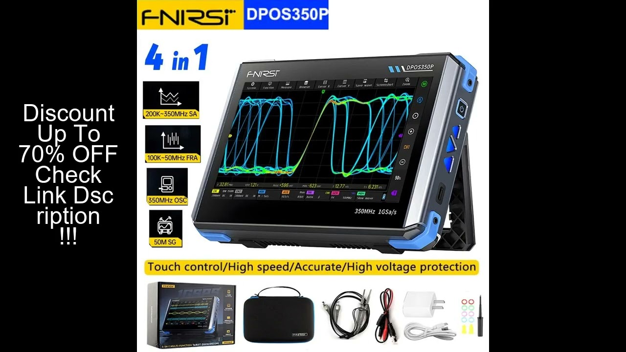 FNIRSI DPOS350P 4in1 Tablet Oscilloscope 2 Channel 350MHz Signal Generator 50MHz, Spectrum Analyzer,