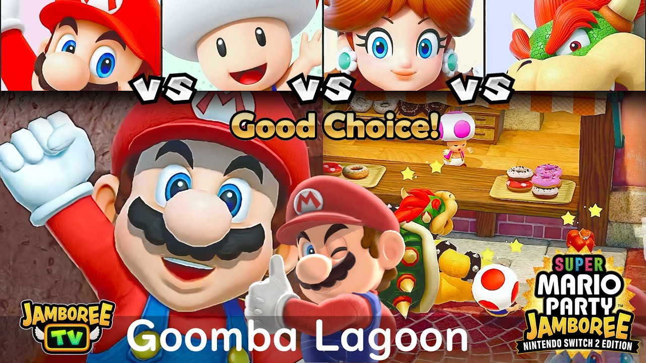 Super Mario Party Jamboree TV Mario vs Toad vs Daisy vs Bowser in Goomba Lagoon