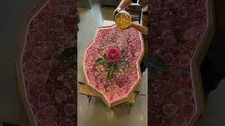 Making a Luxury Epoxy Table with Crystals & Roses! 🌹 #shorts