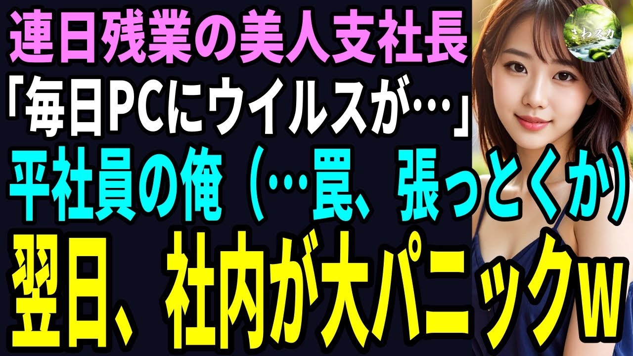 【スカッと】大企業で平社員の俺。連日残業の美人支社長「毎日PCにウイルスが…」俺（…罠、張っとくか）翌日、社内が大パニックw（感動）