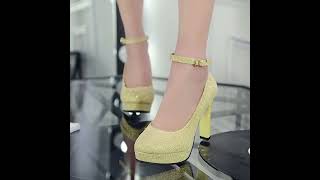 Ankle Strap High Heels Sexy Womens Pumps Patent Leather Woman Thick Platform