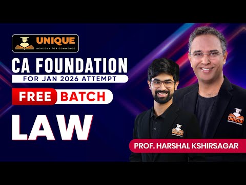 CA FOUNDATION | LAW | INDIAN REGULATORY FRAMEWROK LECTURE 3 | JAN 2026 | PROF. HARSHAL KSHIRSAGAR