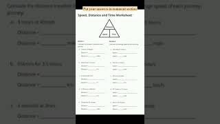 speed distance time worksheet #viral #physics #formula #learning #study #worksheet #question