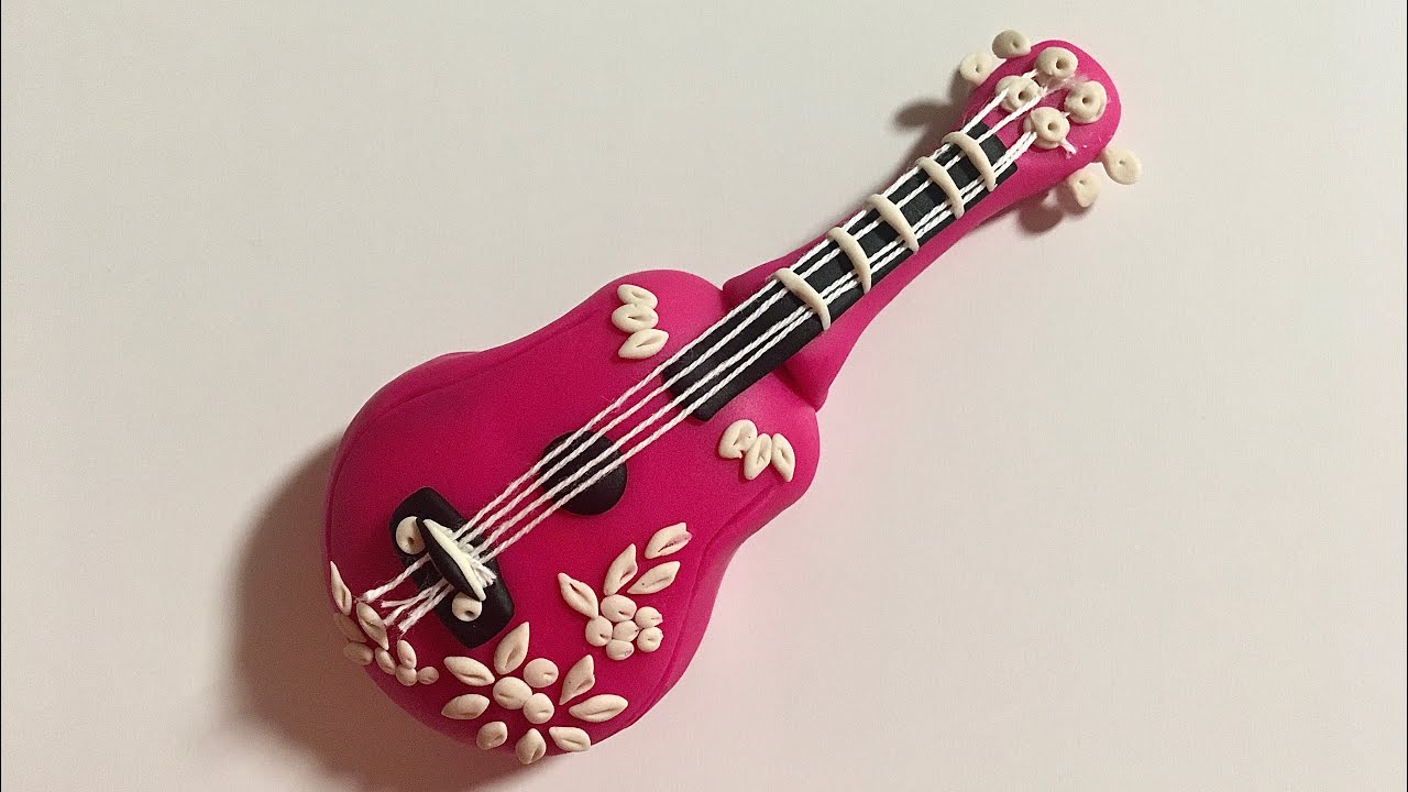 ♥️ Clay with me how to make a pink guitar playdoh model tutorial