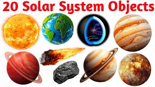 20 सौर मंडल की वस्तुओं के नाम | Learn 20 Solar System Objects Names in English and Hindi for Kids