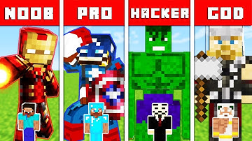 Minecraft Battle: AVENGERS ENDGAME CHALLENGE - NOOB vs PRO vs HACKER vs GOD in Minecraft Animation