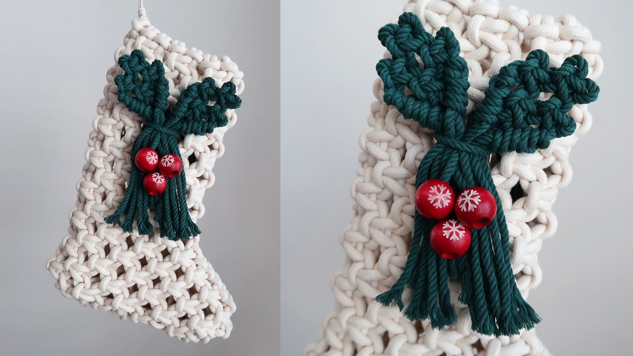 DIY Macrame Christmas Stocking / 마크라메 크리스마스 대형 양말 만들기 YouTube