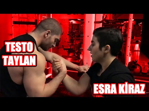 TESTO TAYLAN´IN DÜNYA BİLEK GÜREŞİ ŞAMPİYONU ÇELİK BİLEK ESRA KİRAZ İLE BİLEK GÜREŞİ ANTRENMANI