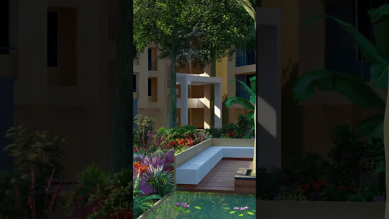 Indian Residential Design with Central Pond Garden | Peaceful Courtyard in 3D 🌿🏡💧