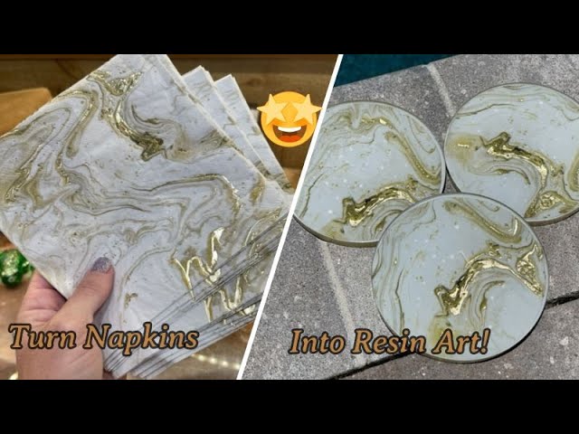 White and Gold Resin Coasters: Easy Resin Art Tutorial 