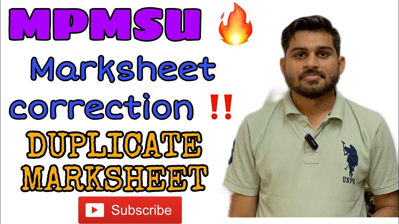 MARKSHEET CORRECTIONDUPLICATE MARKSHEET ‼️mpmsu mpmsu_updates 