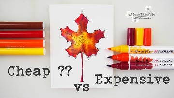 🍁 Beginners Painting Autumn Maple Leaf using Brush Markers ~ ✂️ Maremi