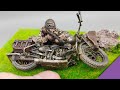 1/35でも常軌を逸した精巧さ！筆塗りで軍用ハーレーダビッドソン WLAとライフルを構える兵士 作ってみた Miniart【＃2　塗装編】