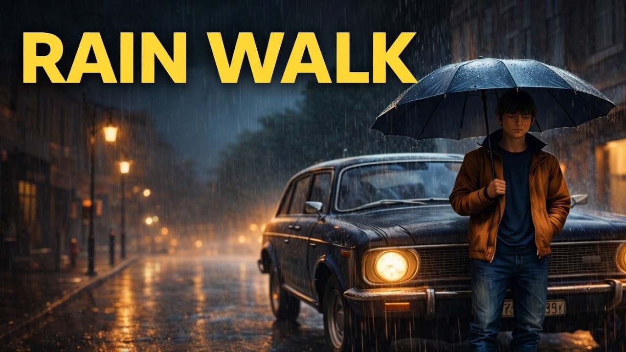 Rain Walk with Umbrella 🌧️ | 2 Hours Relaxing Rain Sounds for Sleep ...