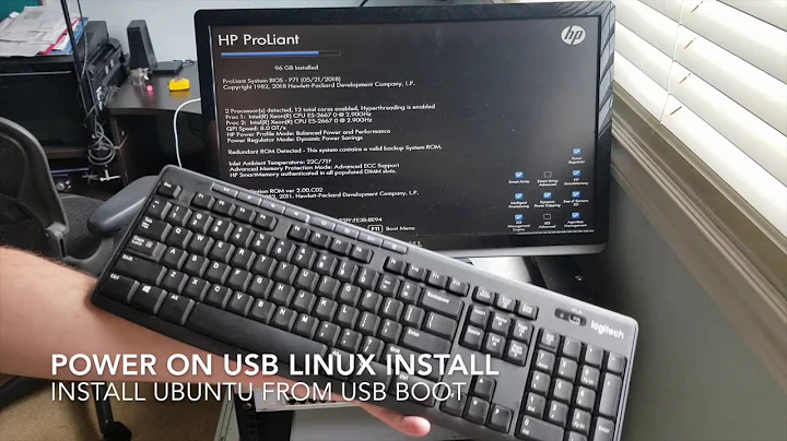From USB boot to install linux ubuntu operating system on a hp proliant dl360p g8 server