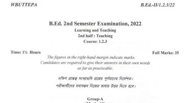 wbuttepa B.Ed. 2nd sem question|course 1.2.3 2nd half 2022 | teaching