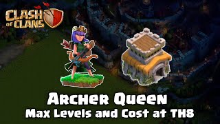 [2025] Archer Queen Max Levels and Upgrade Cost at TH8