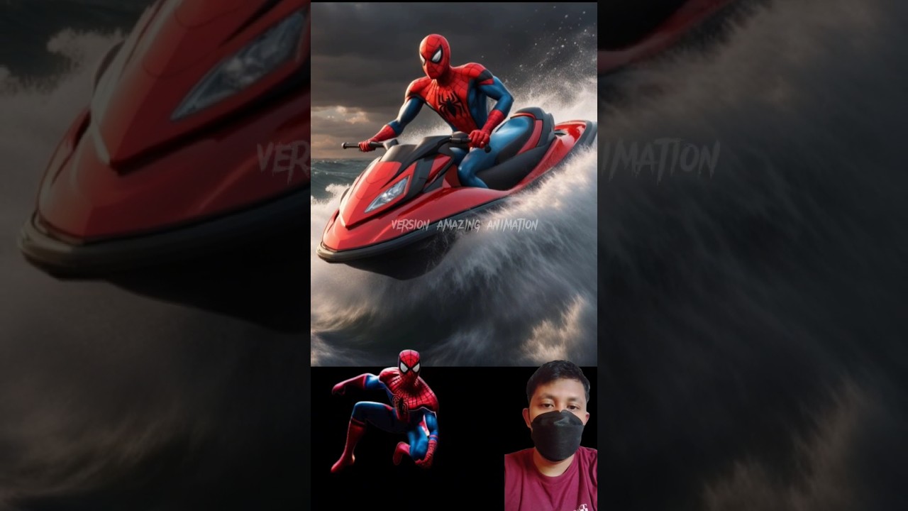 spiderman playing jet ski 🔥 all character 