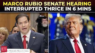 ‘I’m the first to get bilingual protests’: Protesters interrupt Marco Rubio speech thrice in 6 mins
