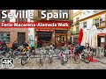 Mercado feria macarena  alameda4k virtual walk tour in seville spain