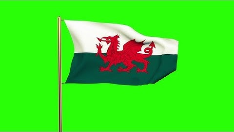Wales Flag Waving In The Wind. Green Screen, Alpha Matte. Loopable Animation Stock Animation
