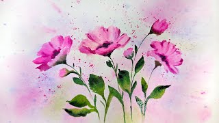 Soft Pink Flowers with Loose Watercolor Background so relaxing