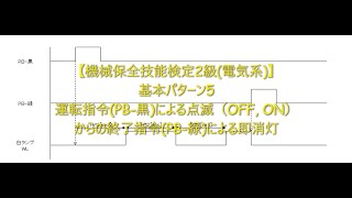 【機械保全技能検定2級（電気系）】課題1 PLCラダー図の基本パターン(Case-5: 運転指令(PB-黒)による点滅（OFF, ON）からの終了指令(PB-緑)による即消灯)
